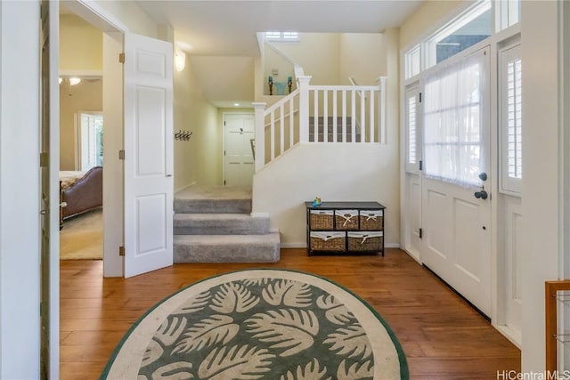 foyer entrance featuring hardwood / wood-style floors