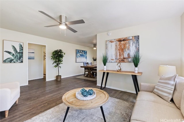 living room featuring dark hardwood / wood-style flooring