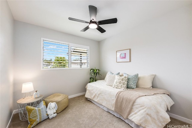 bedroom with carpet and ceiling fan