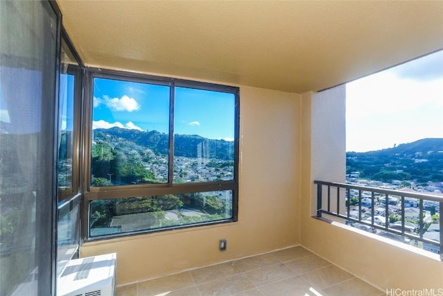 interior space featuring a mountain view