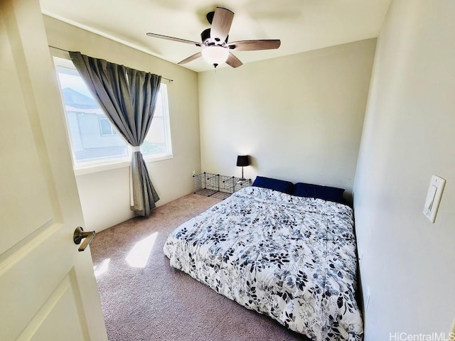 bedroom with carpet and ceiling fan