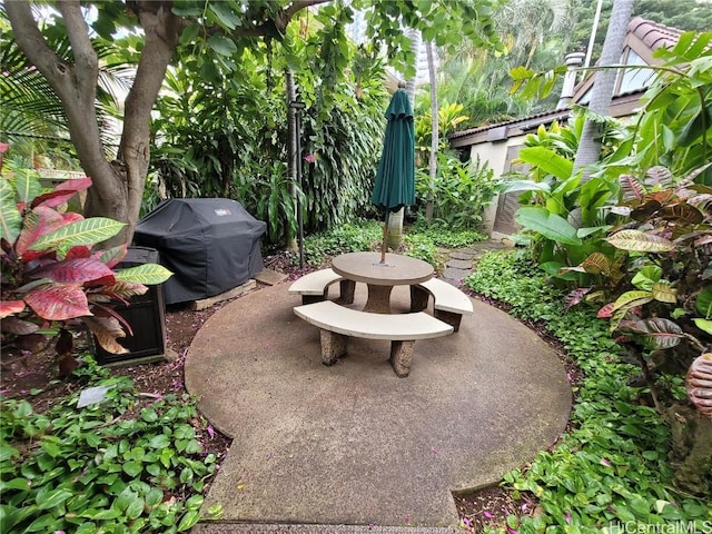 view of patio with area for grilling