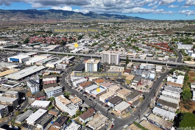 aerial view with a mountain view