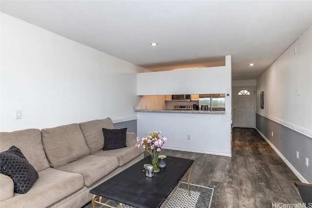 living room featuring dark hardwood / wood-style flooring