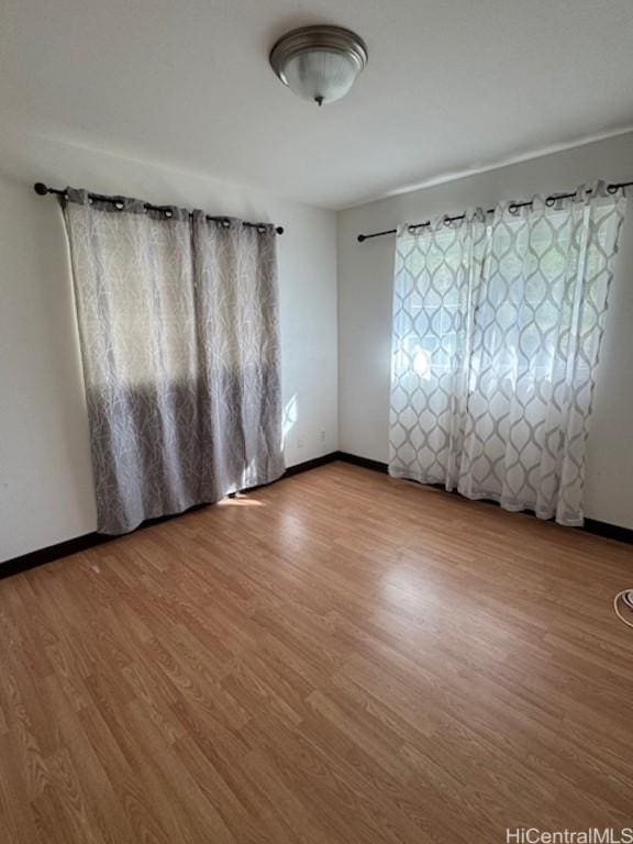 spare room featuring wood-type flooring