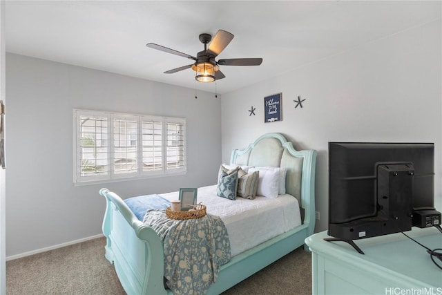 bedroom featuring carpet and ceiling fan