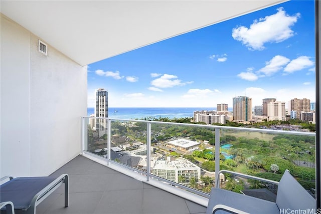 balcony with a water view