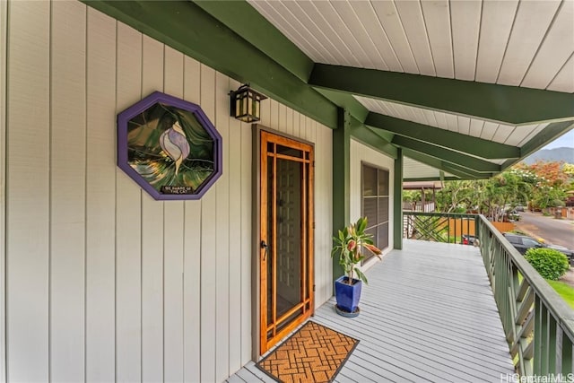 doorway to property with a porch