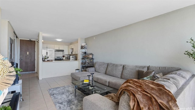 view of tiled living room