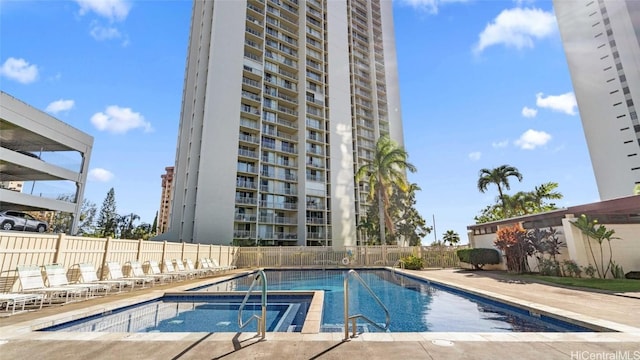 community pool with fence