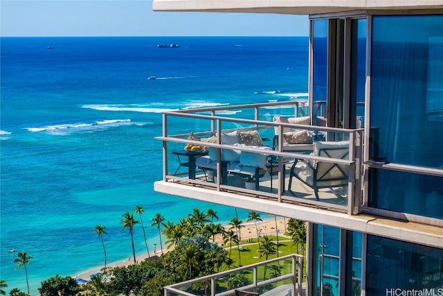 water view featuring a beach view