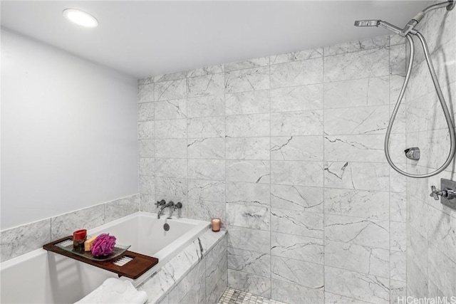 bathroom with separate shower and tub