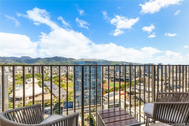 balcony with a mountain view