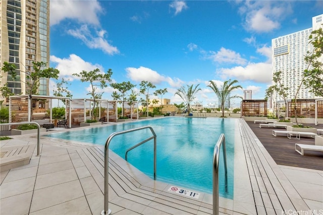 view of pool featuring a deck