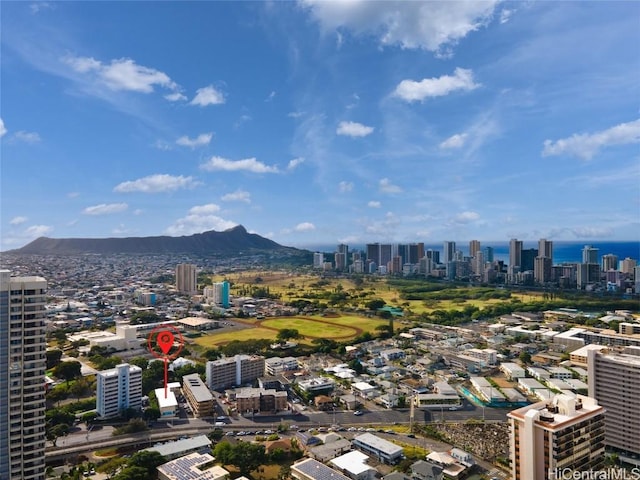 aerial view featuring a mountain view