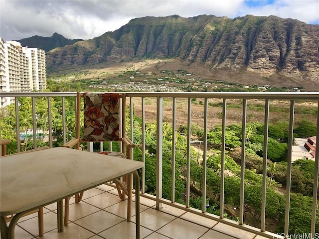 balcony with a mountain view