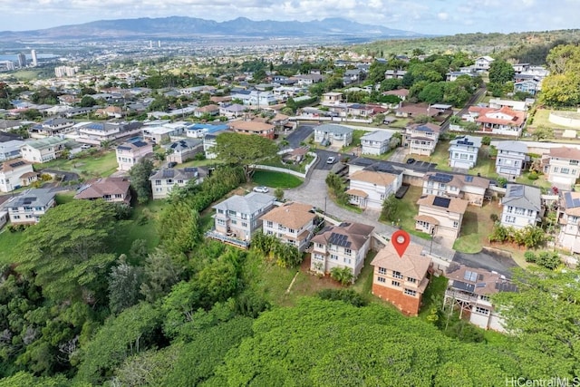 bird's eye view with a mountain view