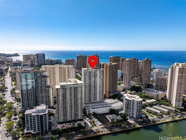 property's view of city with a water view