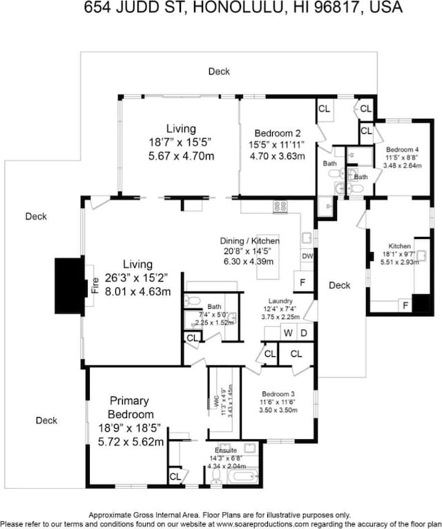 654 N Judd St Unit 654, Honolulu, HI 96817 - view of floor plan / room layout