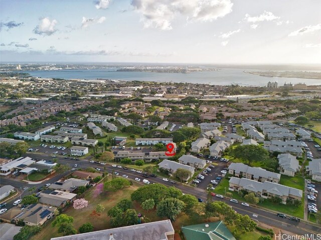 bird's eye view featuring a water view