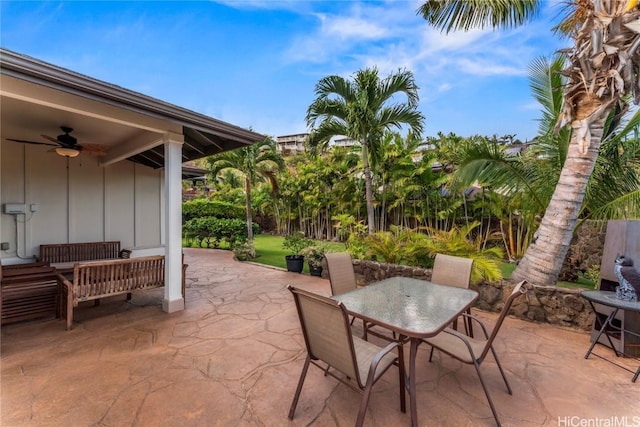 view of patio / terrace featuring ceiling fan