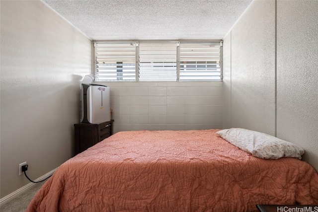 bedroom with multiple windows and a textured ceiling