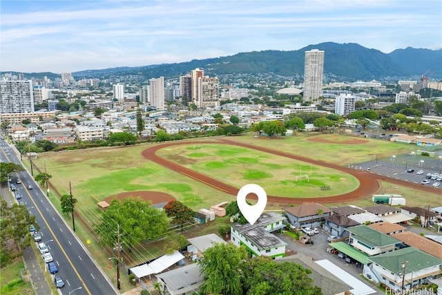 bird's eye view featuring a mountain view