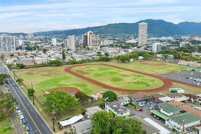 aerial view featuring a mountain view