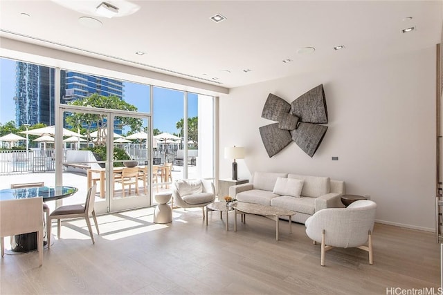 living room featuring light hardwood / wood-style flooring