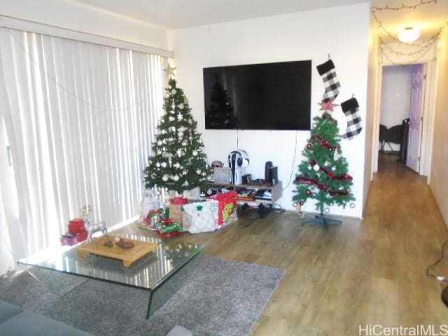 living room featuring wood-type flooring