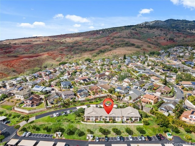 bird's eye view with a mountain view