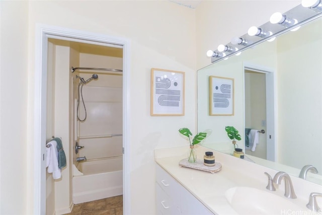 bathroom with vanity and shower / bath combination