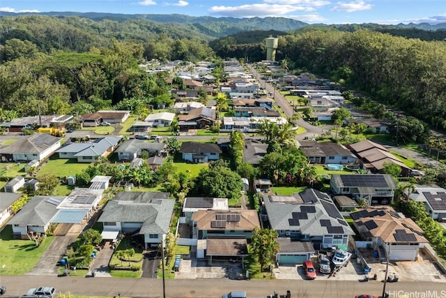 drone / aerial view with a mountain view