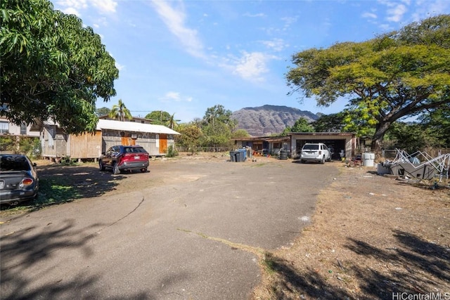 exterior space featuring a mountain view