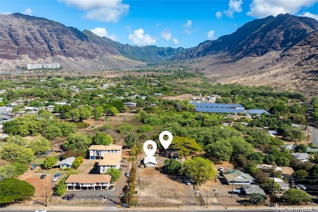 aerial view with a mountain view