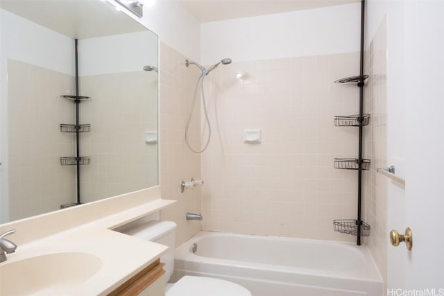 full bathroom featuring vanity, toilet, and shower / bath combination