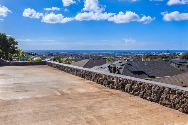 exterior space featuring a water view