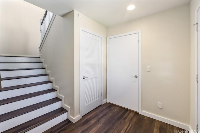 foyer with dark wood-type flooring