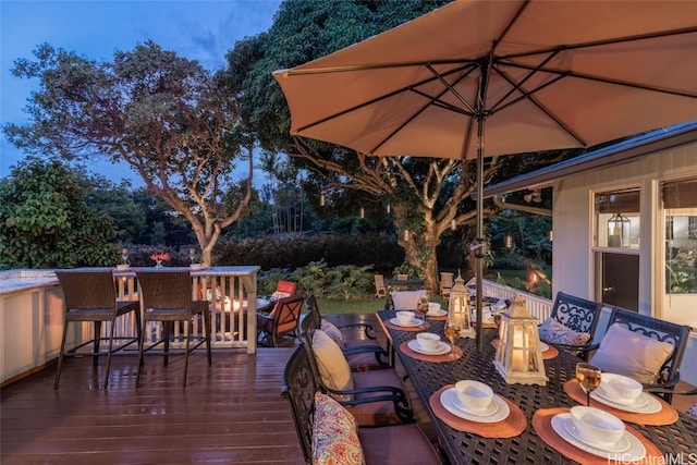 view of deck at dusk