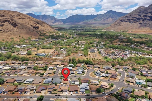 aerial view with a mountain view