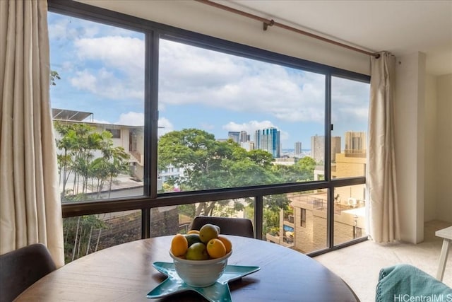 interior space with a city view and plenty of natural light