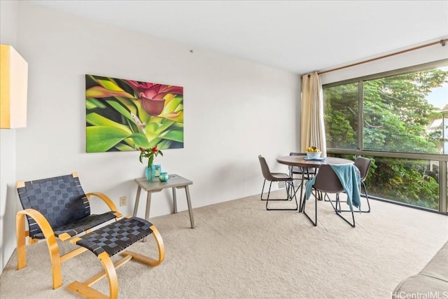 view of carpeted dining space