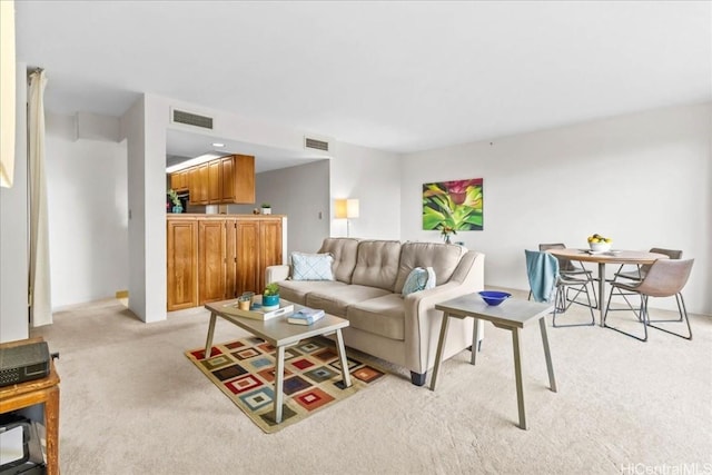 living room with light carpet