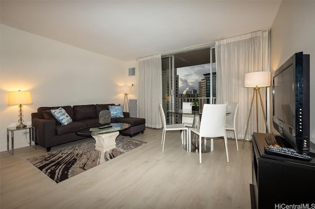 living room with wood-type flooring