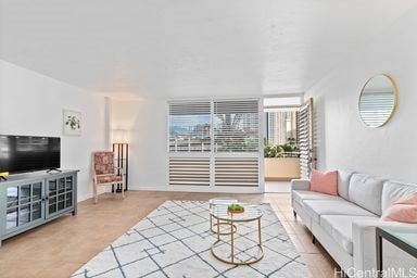 living room with hardwood / wood-style floors