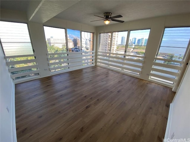 interior space featuring ceiling fan