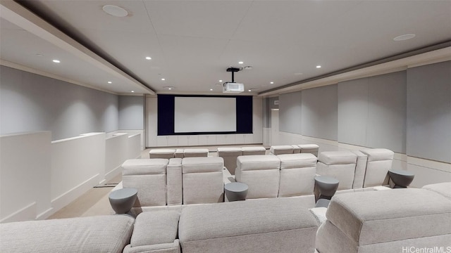 view of carpeted cinema room