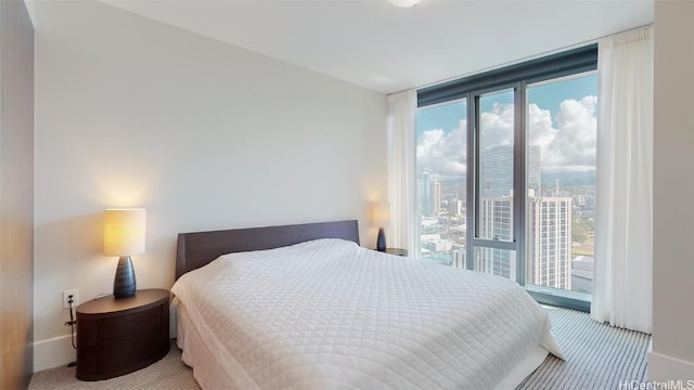 carpeted bedroom featuring multiple windows