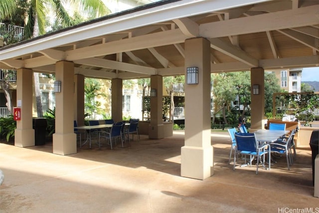 view of patio featuring a gazebo