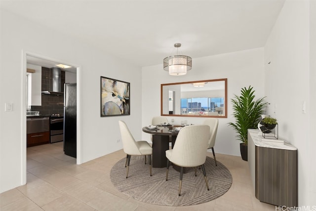 view of tiled dining space